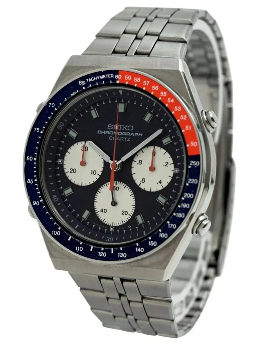 Seiko 40.5mm Pepsi Vintage Blue Dial Chronograph Quartz Watch! Ref: 7A28-7100!